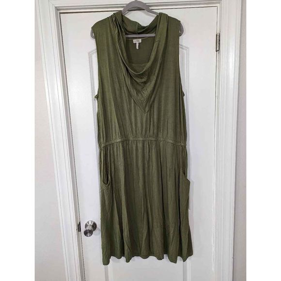 LOGO by Lori Goldstein Dresses & Skirts - Logo By Lori Goldstein Tank Dress Cinch Waist Drapey Neck Olive Green Size 2X